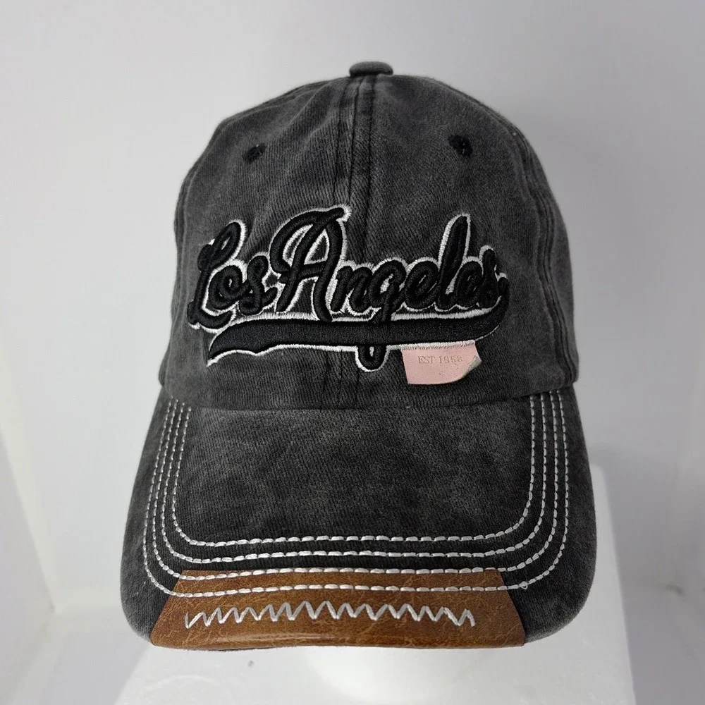 Los Angeles Embroidered Baseball Cap‎ Washed Gray Cotton Adjustable Hat EST 1958